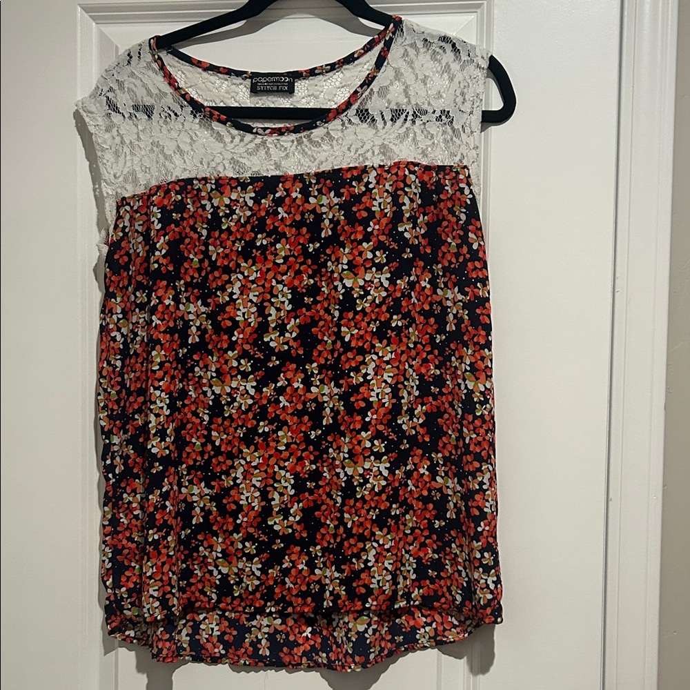 Papermoon Women's Floral Lace Blouse - Black, Red, White